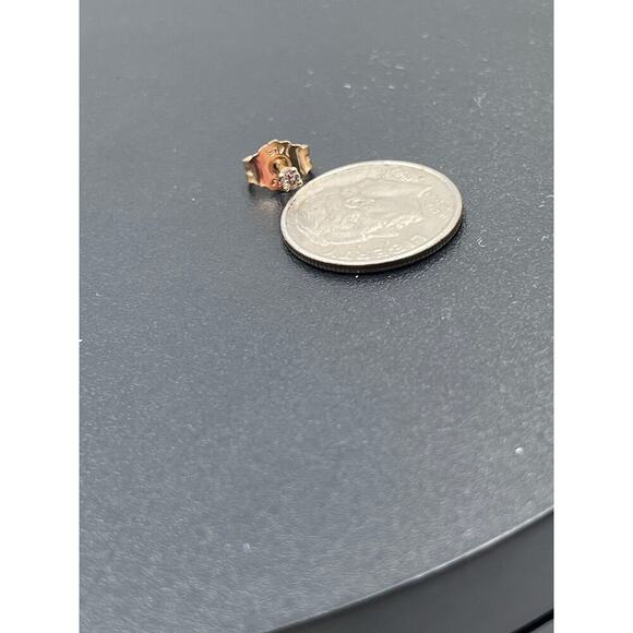 Yellow Gold 14k Designer Signed Round Solitaire Stud Pierced Earring *Single - Picture 9 of 9